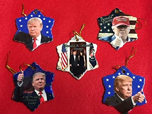 Donald Trump & Melania Ultimate Christmas Snowflake Ornament LOT of 5