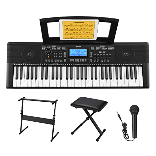Donner 61-Key Keyboard Piano with Stand, Stool, and Microphone