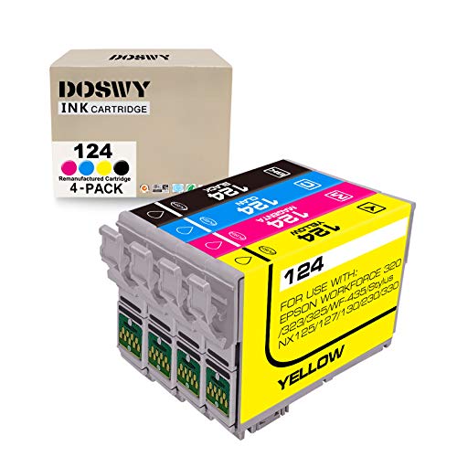 Doswy 4 Packs T124 Remanufactured Ink Cartridge