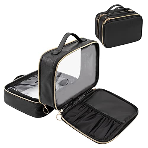 Double Layer Cosmetic Bag, Large Capacity New Look Clear Cosmetic Case