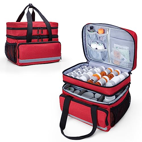 Trunab Medicine Storage and Organizer Bag Empty Pill Bottle Organizer with  Portable Small Pouch Home First Aid Box for Emergency Medication  Supplements or Medical Kits (Bag Only)(Patent Design) Red