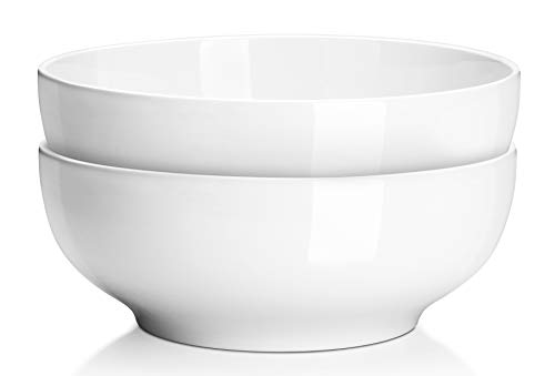 DOWAN Large Salad Bowls - Ceramic Fruit Bowls for Entertaining