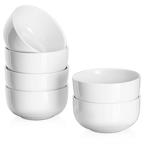 DOWAN White Ceramic Ice Cream Bowls Set of 6
