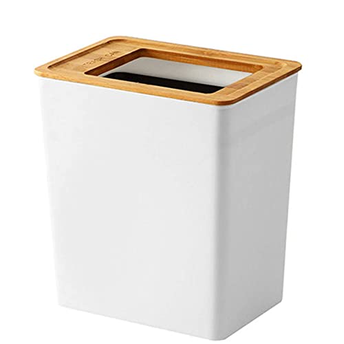 Doyingus Slim Trash Can 1.8 Gal: Small Wastebasket with Bamboo Lid