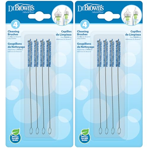 Dr. Brown's Baby Bottle Vent System and Cleaning Brush, Blue, 8-Pack