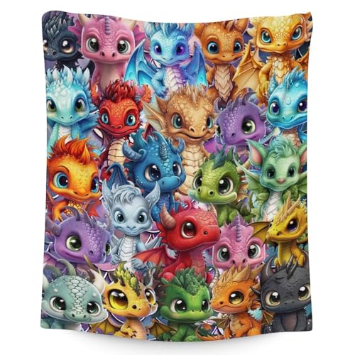 Dragon Blanket Gifts - Soft and Colorful Throw Blanket for Couch, Sofa & Bed
