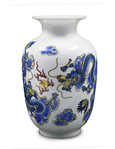 Dragon Motif Porcelain Flower Vase