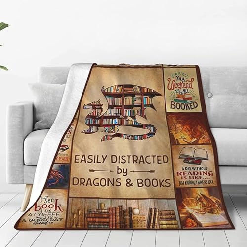 Dragons and Books Blanket