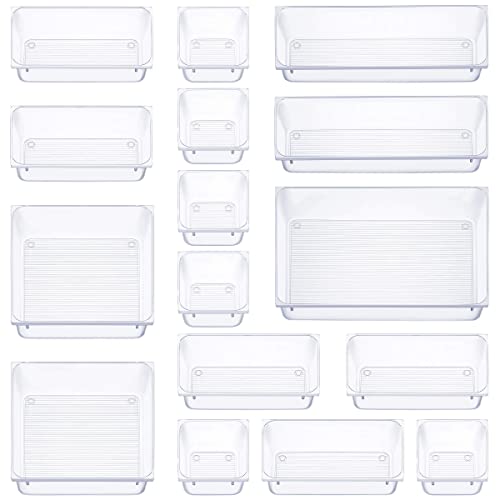 Drawer Organizer Set - Clear Plastic Storage Bins