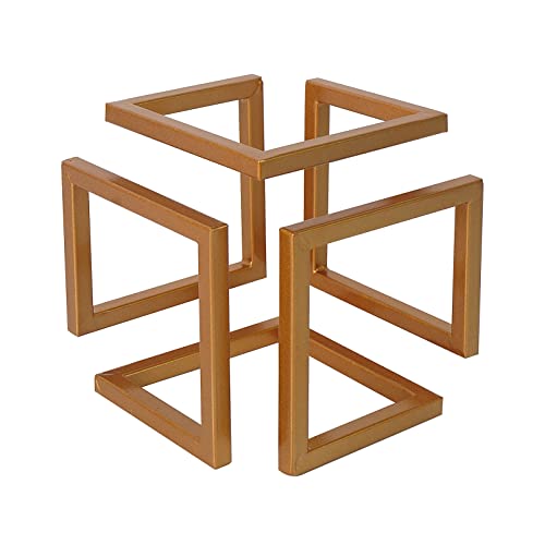 Dreamseden Geometric Cube Sculpture Gold Block Modern Statues Metal Art Decorative Desktop Ornaments