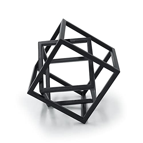 Dreamseden Small Geometric Sculpture, Metal Cube Decorative Ornaments Modern Home Decor Accent