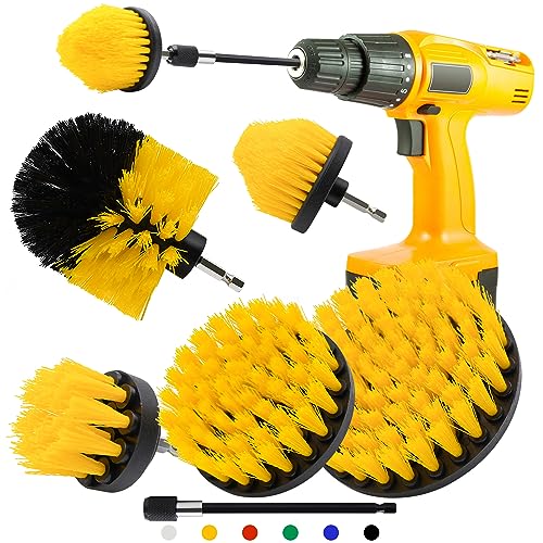 Holikme 4Pack Drill Brush Power Scrubber Cleaning Brush Extended Long  Attachment Set All Purpose Drill Scrub Brushes Kit for Grout, Floor, Tub
