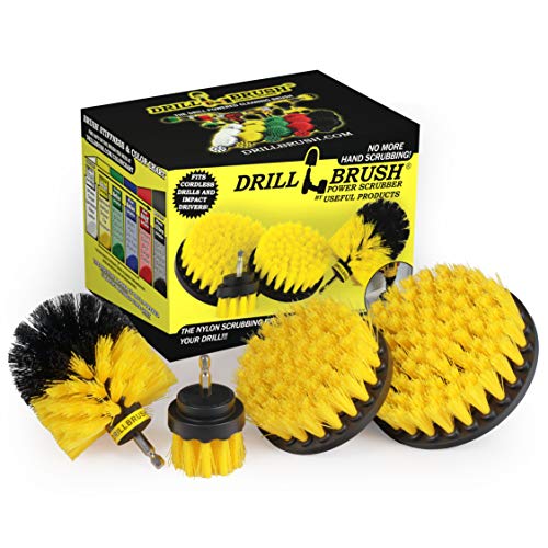 Drillbrush 4 Piece Nylon Power Brush Tile and Grout Bathroom Cleaning Scrub Brush Kit