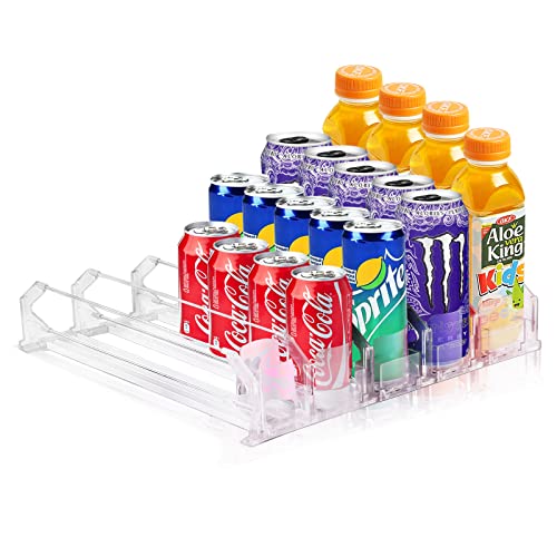 Drink Organizer for Fridge, Kisrioa Self-Pushing Soda Can Dispenser