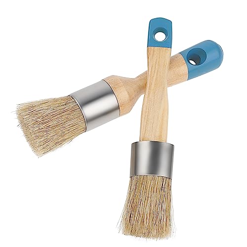 Mister Rui Chalk Wax Paint Brush 3 Pcs, Large Wax Brushes for Chalk Paint, Chalk  Brushes for Furniture, Acrylic Paint/Milk Paint, Natural Bristles, 1 Small  Round Brush and 2 Large Oval Brushes