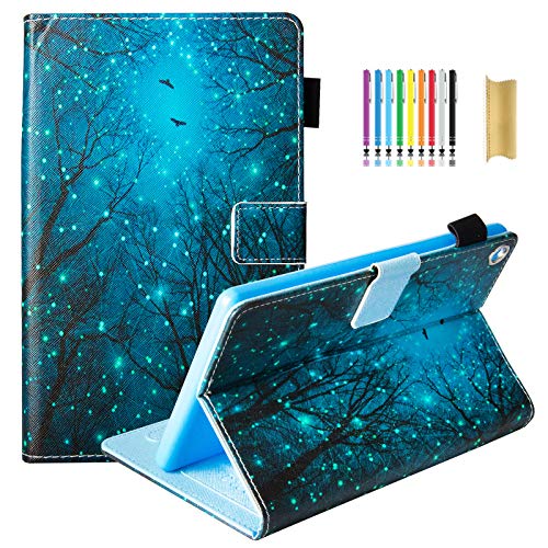 Dteck Case for Kindle Fire HD 8 Tablet (Previous Generation, 8th Generation 2018 & 7th Generation 2017 & 6th Generation 2016), Fireflies Forest