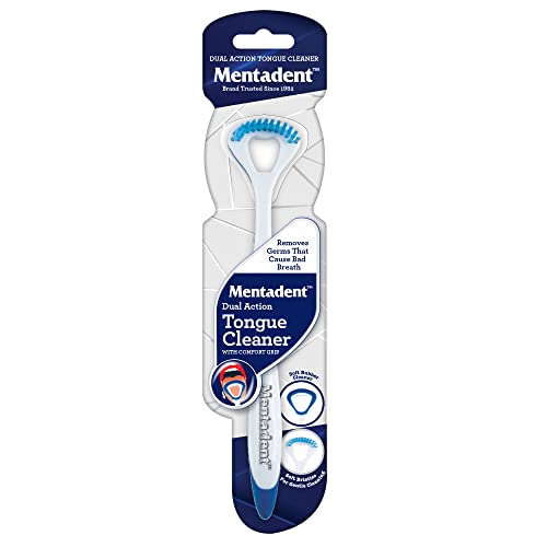 Dual Action Tongue Cleaner with Brush and Scraper