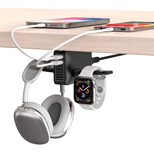 Dual Headphone Stand with USB Charging Station