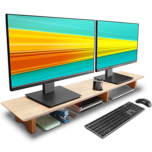 Dual Monitor Stand Riser with Underneath Storage