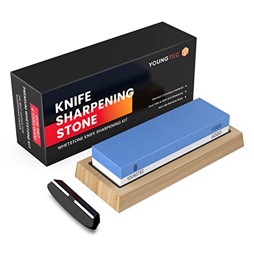 Dual-Sided Professional Knife Sharpening Stone with Bamboo Base
