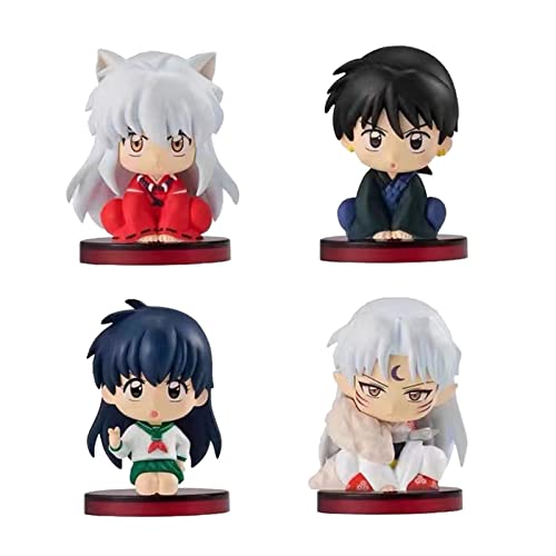 Dubeyioi Inuyasha Figures 4 PCS Set PVC Statue for Anime Fans Birthday Gifts