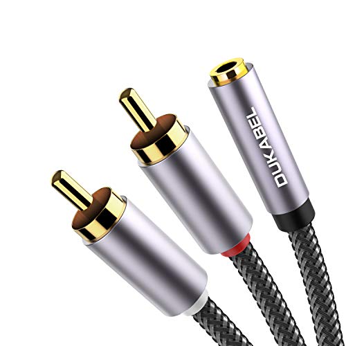DUKABEL 3.5mm Female to 2 RCA Stereo Adapter, 3.5mm Stereo Audio Jack to 2 RCA Male Plugs to Headphone 3.5 Y Adapter Cable for Smartphones, MP3, Tablets, Home Theater-Top Series (12inch/30cm)
