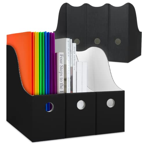 Dunwell 6 Pack Black Magazine File Holder - Sturdy and Stylish Organizer for Home and Office