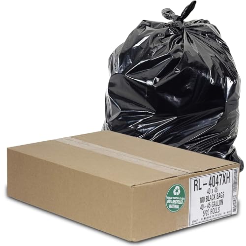 Tasker Clear Recycling Trash Bags, 45 Gallon (Huge 100 Pack w/Ties) Extra  Large Clear Plastic Recycling Trash Bag Liners