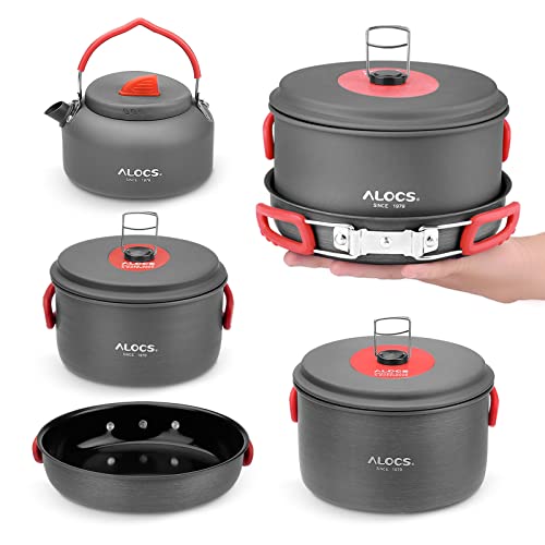 Durable Lightweight Camping Pots and Pans Set with Camping Kettle