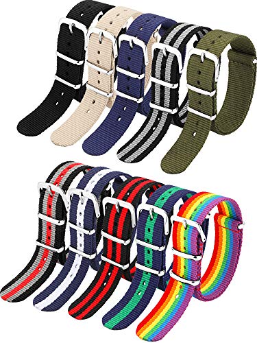 Durable Nylon Watch Band Straps - 10 Colors, Stainless Steel Buckle