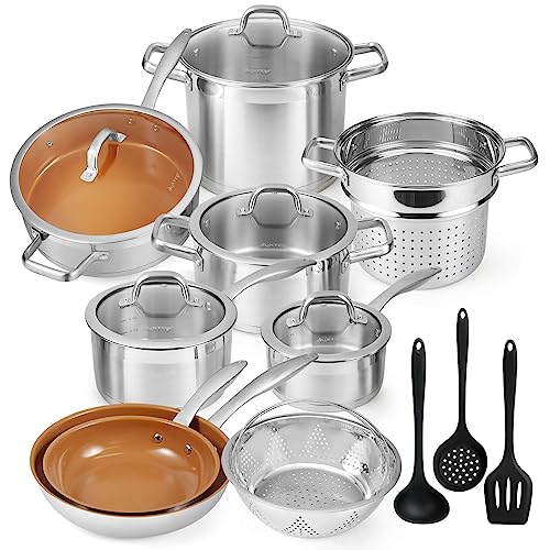 Duxtop 17PC Stainless Steel Induction Cookware Set