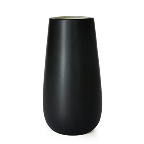 D'vine Dev 10 Inch Matte Black Ceramic Vase