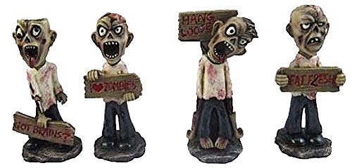 DWK "Gruesome Foursome" Funny Comic Zombie Undead Set of 4 Ceramic Style Statue Figures Tabletop Figurine - 4 Inches Tall