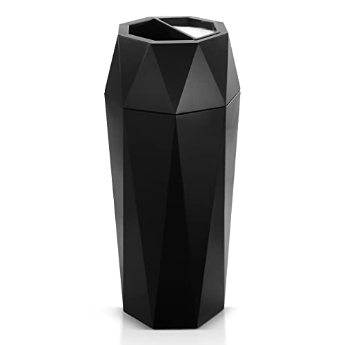 Dyna-Living Commercial Trash Can Outdoor Garbage Can with Lid Indoor Large Trash Bin Stainless Steel Industrial Waste Container Black