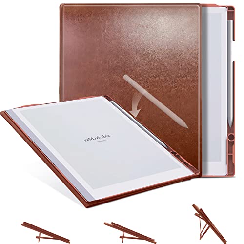E NET-CASE Book Folio Case for Remarkable2 Paper Tablet 10.3" (2020 Released), Lightweight Smart Case with Pencil Holder for The Remarkable 2 Paper Tablet Case, Not Fit Remarkable 1 (Brown)