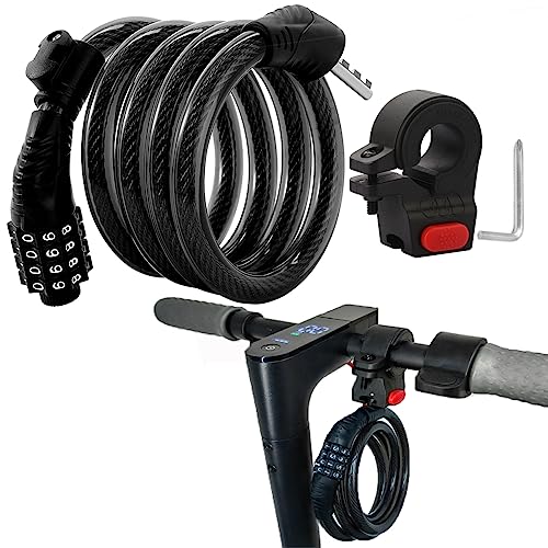 E Scooter Lock,Bike Lock Combination Lock Cable Compatible for Xiaomi M365/Max/GXL/Ninebot/Segway Scooter/Moto/Bicycle Lock 4ft Long/0.472In Scooter Anti-Theft Ideal Lock 4-Digit/12 Steel Cables Lock