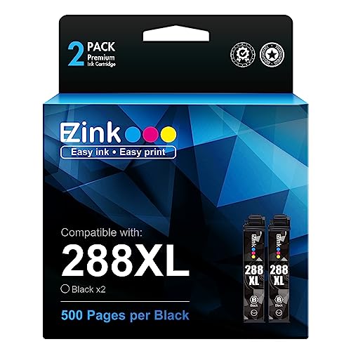 E-Z Ink (TM Remanufactured Ink Cartridge Replacement for Epson 288 288XL T288XL High Yield to use with Expression Home XP-440 XP-446 XP-330 XP-340 XP-430 XP-434 Printer (2 Black)
