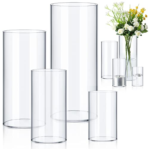 Eaasty 4 Pcs Acrylic Cylinder Flower Vases