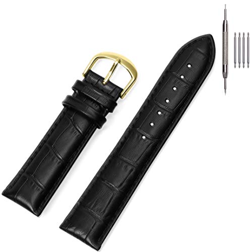 EACHE 18mm Black Leather Watch Bands