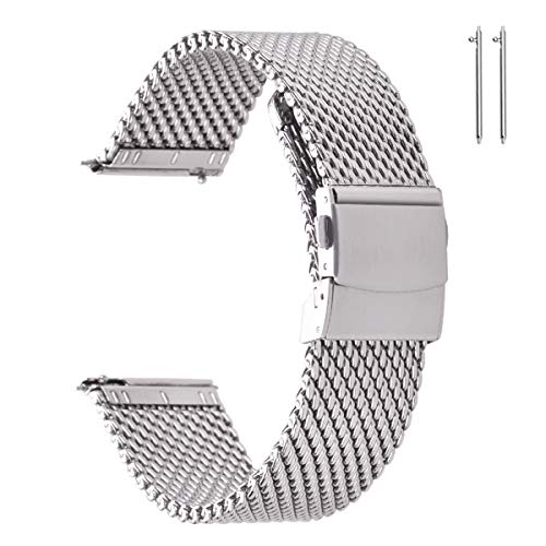EACHE Stainless Steel Mesh Watch Band for Men - Adjustable Length