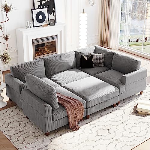 Eafurn Oversized Modular Sectional Sofa with Ottomans