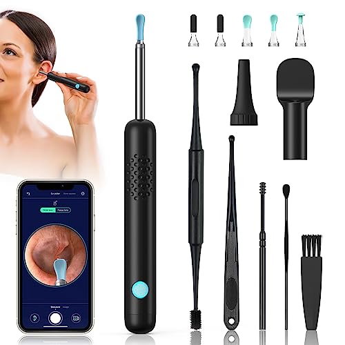Ear Wax Removal - Earwax Remover Tool with 7 Pcs Ear Set - Otoscope Ear Cleaner with Camera - Earwax Removal Kit with 5 Ear Spoon - Ear Endoscope with Light - Ear Cleaning Kit for iPhone & Android