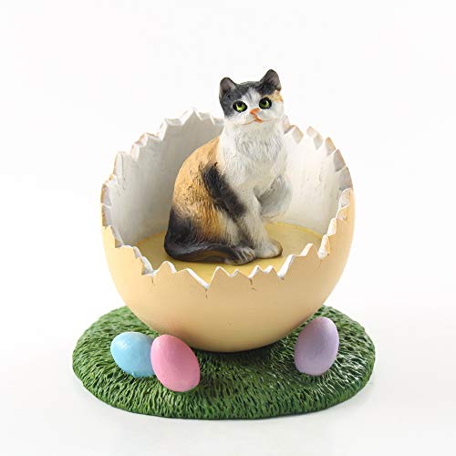 Easter Egg Shorthair Calico Cat Figurine