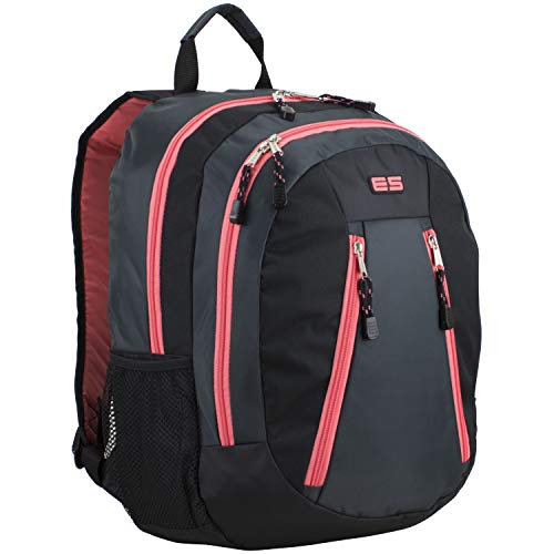 Eastsport Sport Backpack - Black/Greystone/Sweet Coral