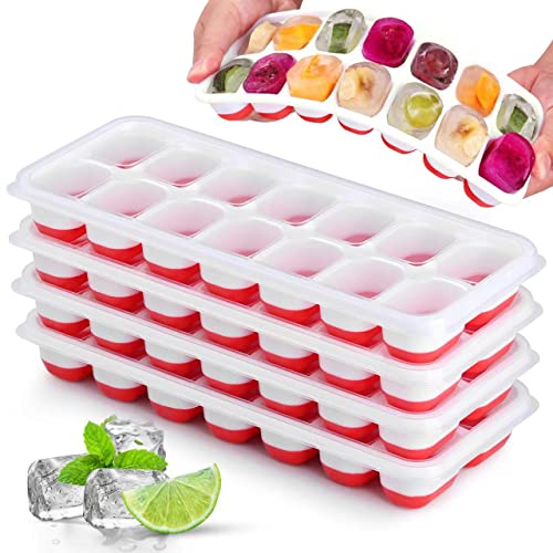 Easy-Release Silicone Ice Cube Tray with Lid