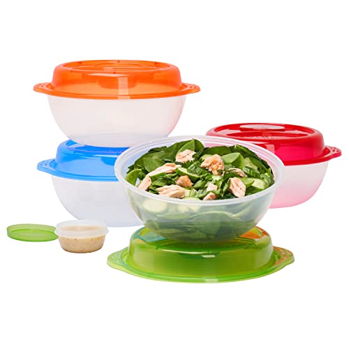 EasyLunchboxes Salad To-Go Containers - Reusable Bowl with Built-In Dressing Cup