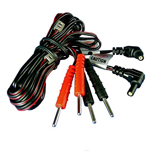 EasyStim OTC Premium Pair of 2 Black Lead Wires for TENS and EMS Units - Standard Female Plug