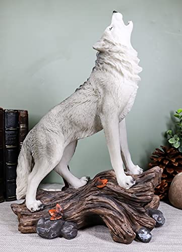 Ebros Gift Large Cries of The Night Howling Alpha Gray Wolf Statue 12" Tall Mysterious Moonlight Praying Wolves Totem Spirit Collection Direwolf Werewolf Themed Accent Figurine