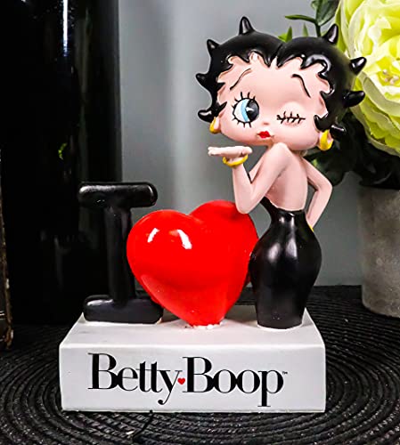 Ebros Gift Novelty Collection Blowing Kisses I Heart Love Betty Boop Whimsical Comical Word Art Sign Desktop Plaque Figurine All American Collectible Sculpture