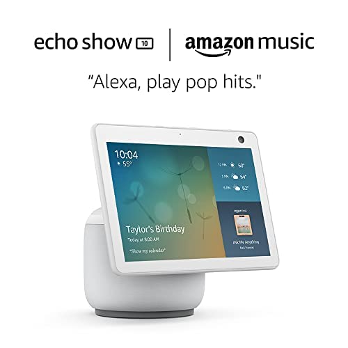 Echo Show 10 Glacier White and 6 months of Amazon Music Unlimited FREE w/ auto-renew